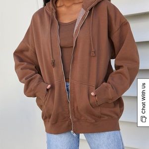 brandy melville brown zip up